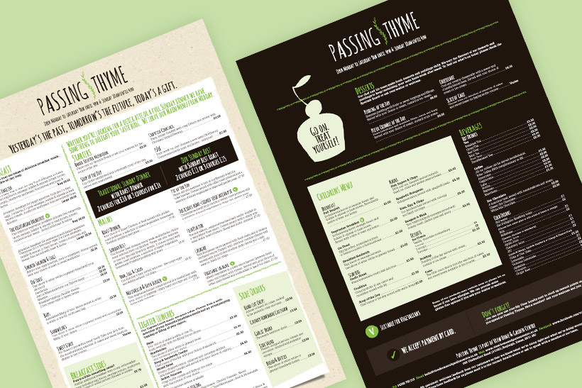 Passing Thyme - Menu Design